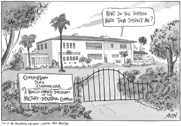 Political cartoon on Congressman Pleads Guilty to Bribery by Tony Auth, Philadelphia Inquirer