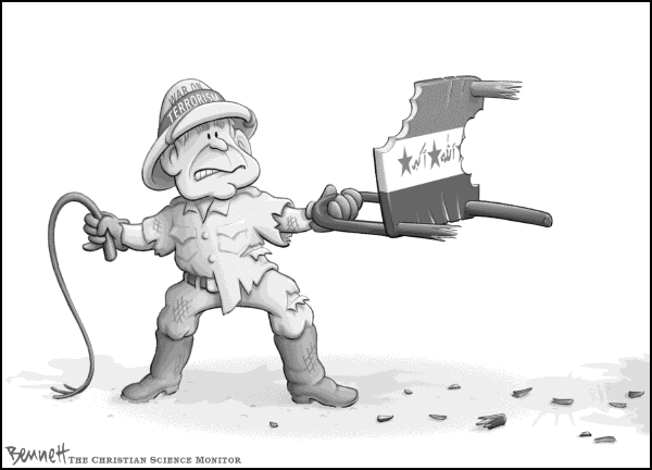 Political cartoon on Victory the Only Option, Bush Says by Clay Bennett, Christian Science Monitor