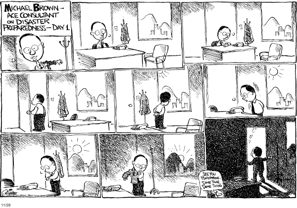Political cartoon on In Other News by Pat Oliphant, Universal Press Syndicate