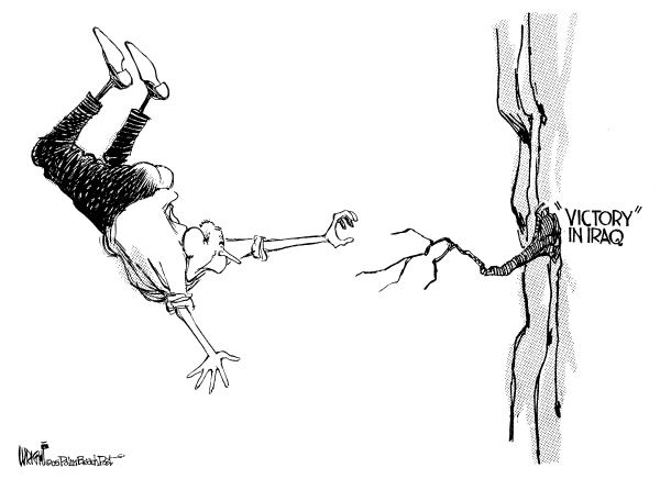 Political cartoon on Bush Plans for Victory by Don Wright, Palm Beach Post
