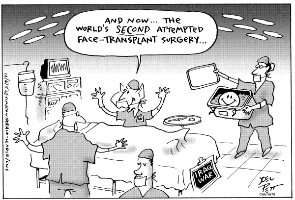 Political cartoon on Bush Plans for Victory by Joel Pett, Lexington Observer