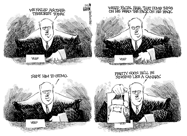 Political cartoon on VP Is Staying Busy by Don Wright, Palm Beach Post