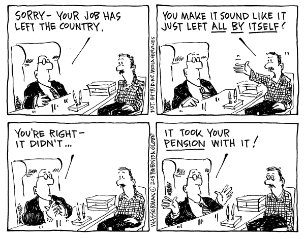 Political cartoon on Economy Making Bold Moves by Dan Wasserman, Boston Globe