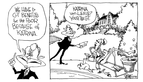Political cartoon on Economy Making Bold Moves by Signe Wilkinson, Philadelphia Daily News