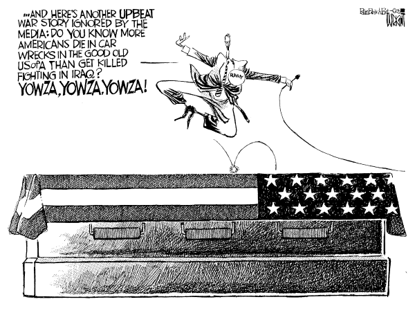Political cartoon on Tangible Progress in Iraq by Don Wright, Palm Beach Post