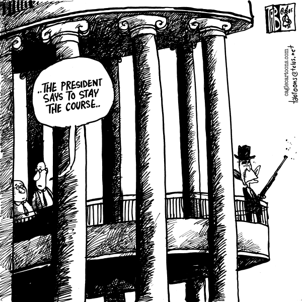 Political cartoon on Tangible Progress in Iraq by Tab (Thomas Boldt), Calgary Sun