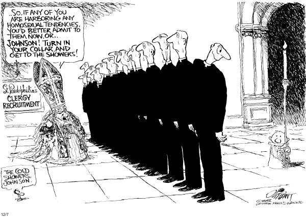Political cartoon on In Other News by Pat Oliphant, Universal Press Syndicate