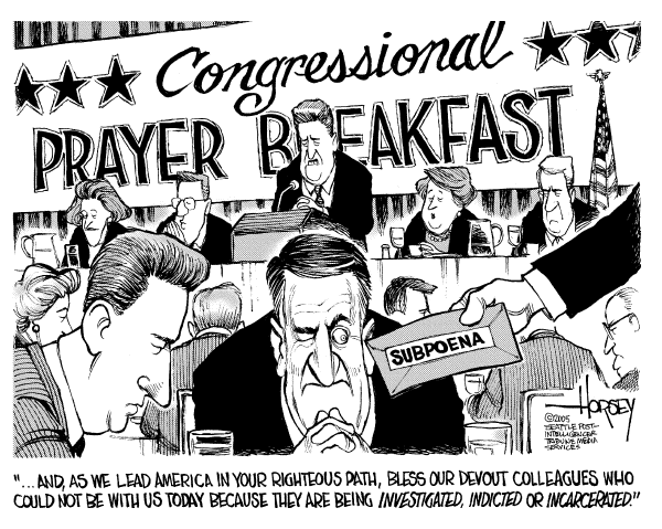 Political cartoon on Republicans Putting In Extra Time by David Horsey, Seattle Post-Intelligencer