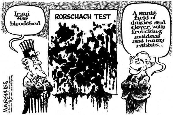 Political cartoon on President's Speeches Justify Iraq War by Jimmy Margulies, The Record, New Jersey