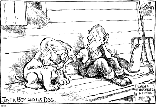 Political cartoon on Democrats Search for Course by Pat Oliphant, Universal Press Syndicate
