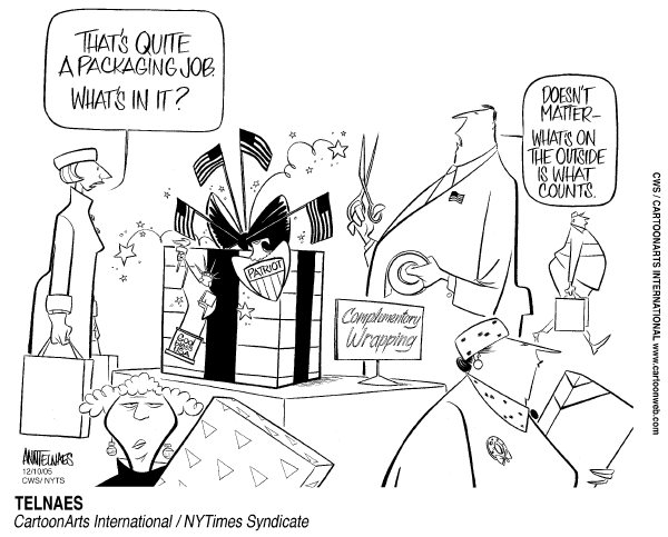 Political cartoon on Patriot Act Renewed by Ann Telnaes, Tribune Media Services