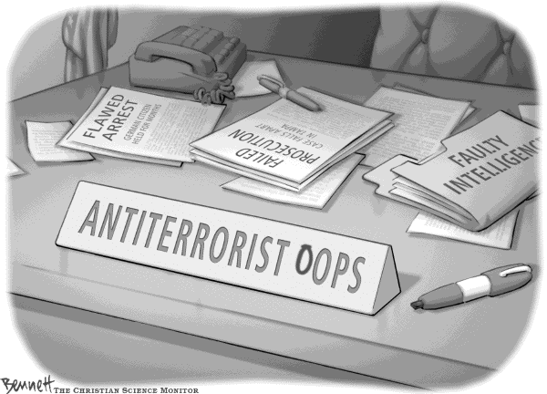 Political cartoon on Patriot Act Renewed by Clay Bennett, Christian Science Monitor