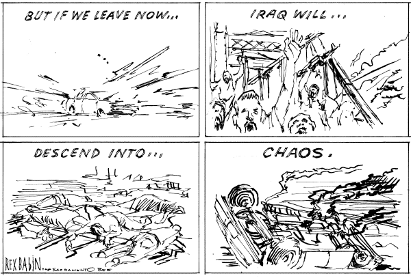 Political cartoon on Iraqi Electioons Mark New Era by Rex Babin, Sacramento Bee
