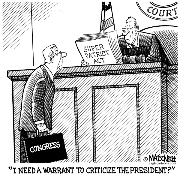 Political cartoon on Bush Claims Unlimited Powers by RJ Matson, New York Observer