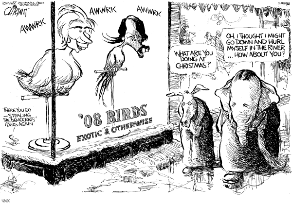 Political cartoon on In Other News by Pat Oliphant, Universal Press Syndicate