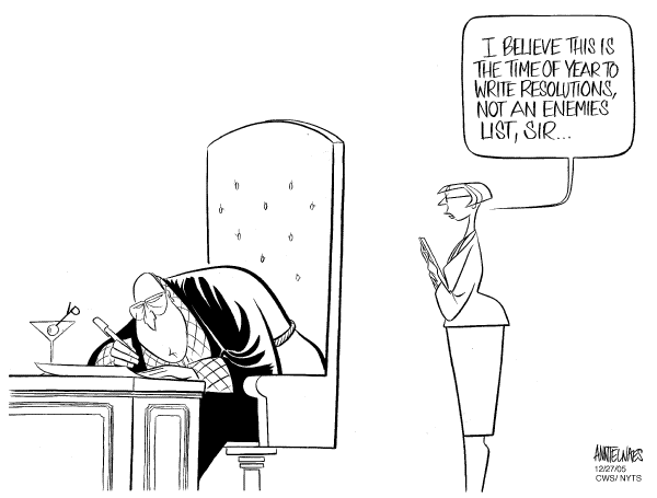 Political cartoon on Season's Greetings by Ann Telnaes, Tribune Media Services