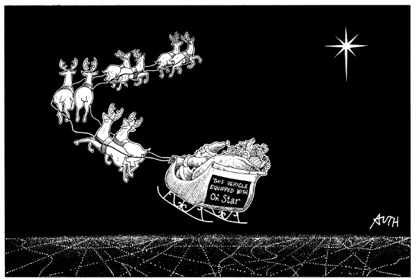 Political cartoon on Season's Greetings by Tony Auth, Philadelphia Inquirer