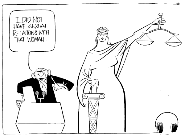 Political cartoon on War Justifies Everything, White House Says by Ann Telnaes, Tribune Media Services