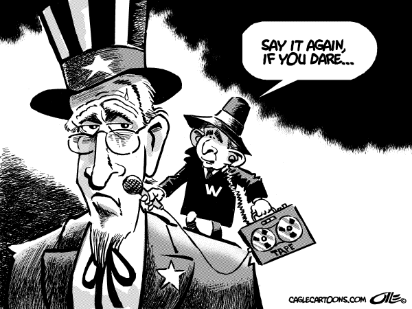 Political cartoon on President Bush Retaliates by Oie, Cagle Cartoons