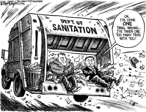 Political cartoon on Tom Delay Steps Aside by Kevin Siers, Charlotte Observer