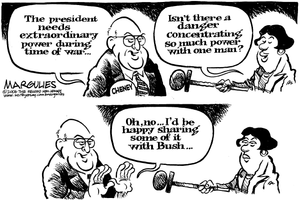 Political cartoon on Domestic Spying Vital, White House Says by Jimmy Margulies, The Record, New Jersey