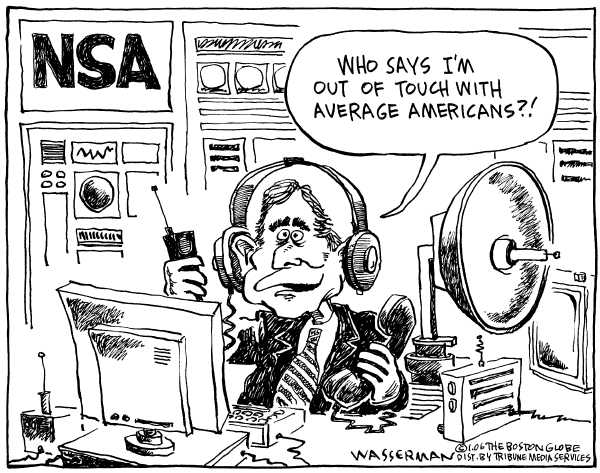 Political cartoon on Bush Takes the Offensive by Dan Wasserman, Boston Globe