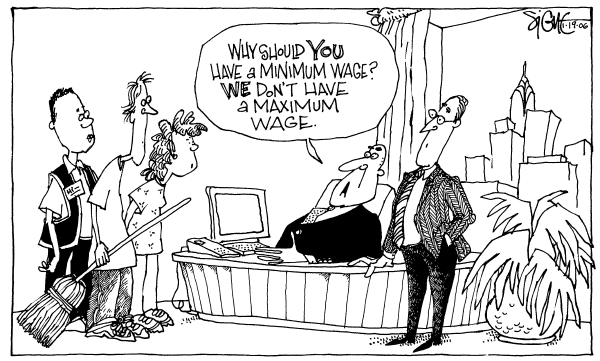Political cartoon on Dow Plunges by Signe Wilkinson, Philadelphia Daily News