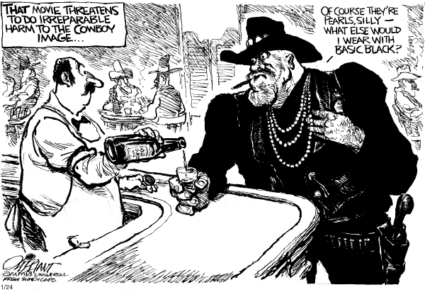 Political cartoon on In Other News by Pat Oliphant, Universal Press Syndicate
