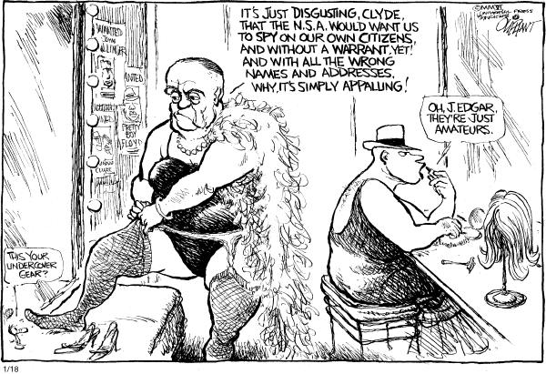Political cartoon on Domestic Spying to Accelerate by Pat Oliphant, Universal Press Syndicate