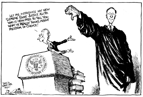 Political cartoon on Administration Restates Policies by Pat Oliphant, Universal Press Syndicate