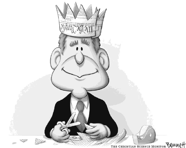 Political cartoon on War Requires Strong Presidency, President Says by Clay Bennett, Christian Science Monitor