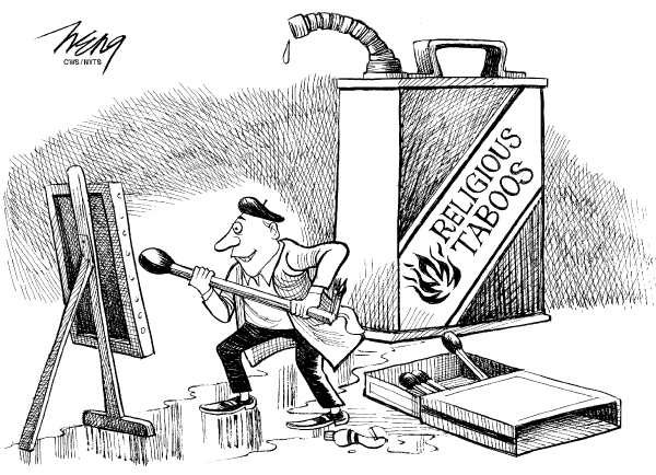 Political cartoon on Cartoon Furor Continues by Heng Kim Song, Lianhe Zaobao, Singapore