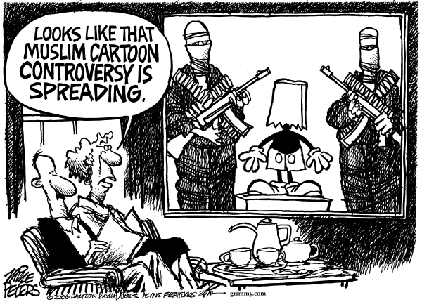 Political cartoon on Cartoon Furor Continues by Mike Peters, Dayton Daily News