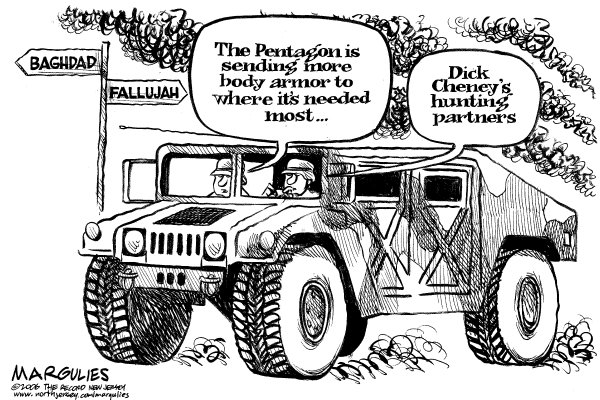 Political cartoon on More Progress in Iraq by Jimmy Margulies, The Record, New Jersey