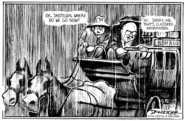 Political cartoon on President Supports Cheney by Jeff Danziger, Cartoonists & Writers Syndicate