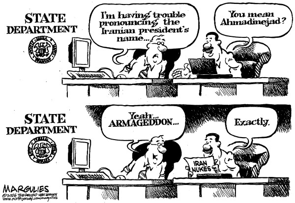 Political cartoon on Nuclear Crisis Heightens by Jimmy Margulies, The Record, New Jersey