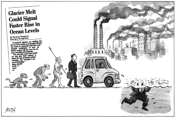 Political cartoon on In Other News by Tony Auth, Philadelphia Inquirer