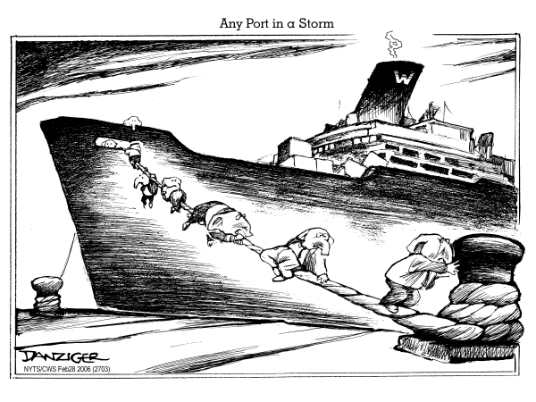 Political cartoon on Port Deal Delayed by Jeff Danziger, Cartoonists & Writers Syndicate