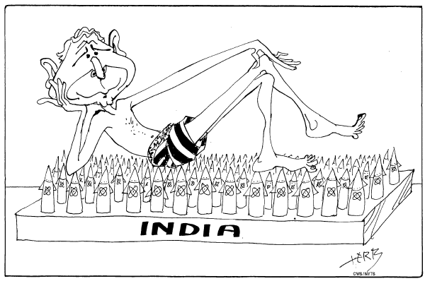 Political cartoon on President Visits Sub-Continent by Herb Dagningen, Lilehammer, Norway