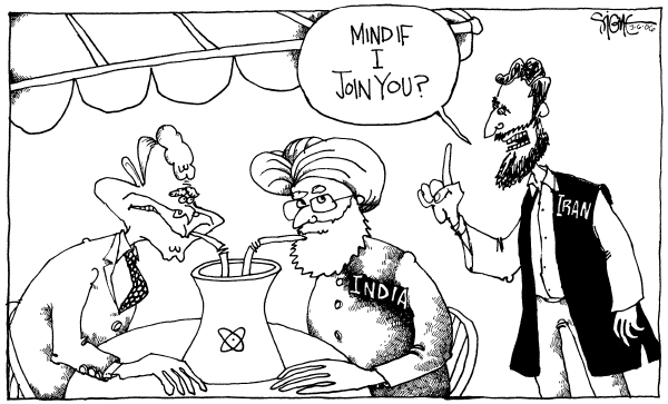 Political cartoon on President Visits Sub-Continent by Signe Wilkinson, Philadelphia Daily News