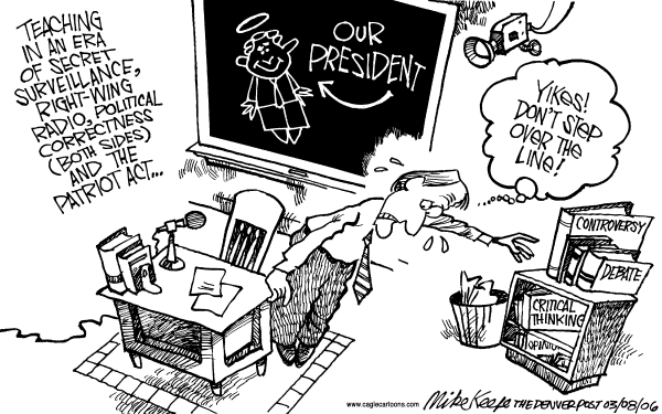 Political cartoon on Patriot Act Renewed by Mike Keefe, Denver Post
