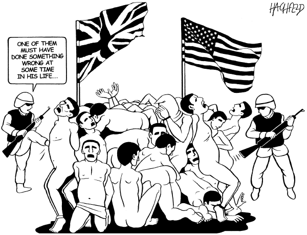 Political cartoon on Media to Blame for Iraq, Rumsfeld Says by Hachfeld, Neues Deutschland, Berlin