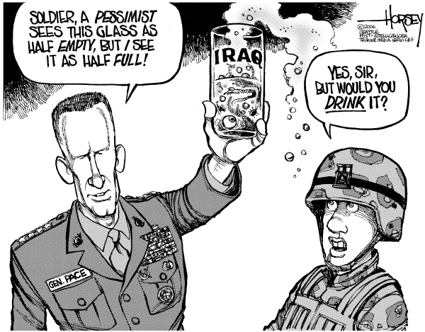 Political cartoon on Media to Blame for Iraq, Rumsfeld Says by David Horsey, Seattle Post-Intelligencer