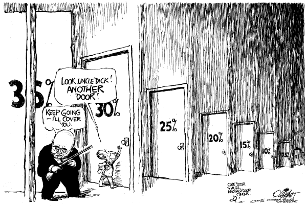 Political cartoon on Bush's Rating Approaches New Record by Pat Oliphant, Universal Press Syndicate
