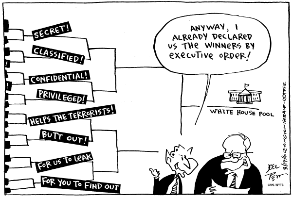 Political cartoon on Security Methods Working, White House Says by Joel Pett, Lexington Observer