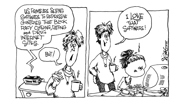Political cartoon on In Other News by Signe Wilkinson, Philadelphia Daily News