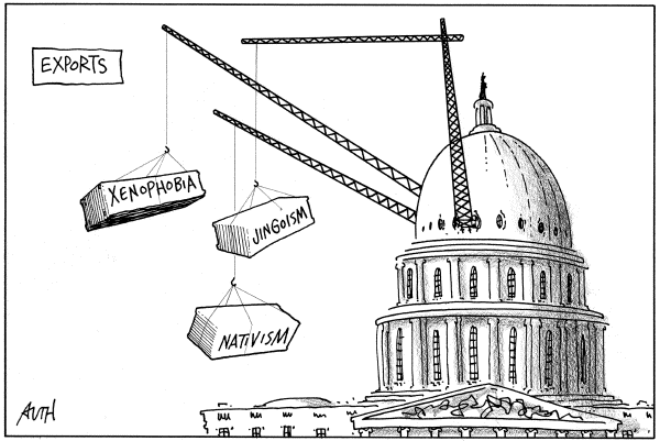 Political cartoon on Port Deal Collapses by Tony Auth, Philadelphia Inquirer