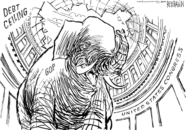 Editorial Cartoon by Rex Babin, Sacramento Bee on Debt Ceiling Raised