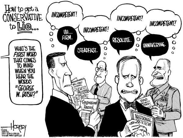 Editorial Cartoon by David Horsey, Seattle Post-Intelligencer on GOP Modifies Administration Stance