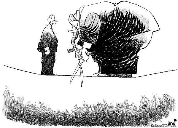 Editorial Cartoon by Don Wright, Palm Beach Post on GOP Modifies Administration Stance